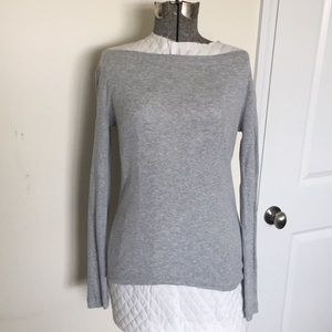 GAP Women’s Grey Boatneck Long Sleeve Tee, Size M